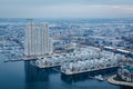 Aerial view of the Inner Harbor and Federal Hill, in Baltimore, Royalty Free Stock Photo