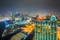 Aerial view of the Inner Harbor at night, in Baltimore, Maryland Royalty Free Stock Photo