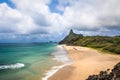 Aerial view of Inner Sea Mar de Dentro Beaches and Morro do Pico - Fernando de Noronha, Pernambuco, Brazil Royalty Free Stock Photo