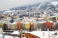 Aerial view of Innsbruck, Austria during the winter morning