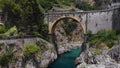 Aerial view inside bay of Fiordo di furore beach. Incredible beauty panorama of a mountains paradise. The rocky seashore of southe