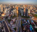 Aerial view of intersection in Kuala Lumpur Downtown, Malaysia. Financial district and business centers in smart urban city in Royalty Free Stock Photo