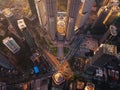 Aerial view of intersection in Kuala Lumpur Downtown, Malaysia. Financial district and business centers in smart urban city in Royalty Free Stock Photo