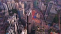 Aerial view of intersection in Kuala Lumpur Downtown, Malaysia. Financial district and business centers in smart urban city in Royalty Free Stock Photo