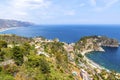 Aerial view of Ionian sea coast, Sicily, Italy Royalty Free Stock Photo