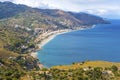 Aerial view of Ionian sea coast, Sicily, Italy Royalty Free Stock Photo