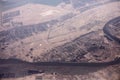 Aerial view of the Iran, Iraq border along the Shatt al-Arab river with Abadan International Airport at center Royalty Free Stock Photo