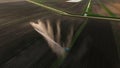 Aerial view:Irrigation system watering a farm field.