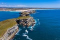 Aerial view of island Baleal naer Peniche on the shore of the ocean in west coast of Portugal. Baleal Portugal with incredible Royalty Free Stock Photo