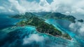 Aerial view of the island of La Digue, Seychelles