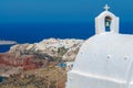 Aerial view of the island Santorini. Royalty Free Stock Photo