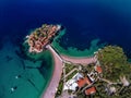 Aerial view of the Island of Sveti Stefan, Montenegro