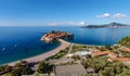 Aerial view of the Island of Sveti Stefan, Montenegro