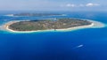 Aerial view of the islands of Gili Meno and Trawangan between Lombok and Bali in Indonesia Royalty Free Stock Photo