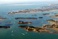 Aerial view of the islands of the Gulf of Morbihan in Brittany, France