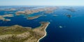 Aerial view of islands in National park Kornati, Croatia