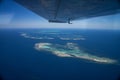 Aerial view islands surrounded by blue ocean