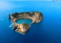 Aerial view of Islet of Vila Franca do Campo near San Miguel island, Azores. Royalty Free Stock Photo