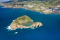 Aerial view of Islet of Vila Franca do Campo, Sao Miguel island, Azores, Portugal Royalty Free Stock Photo