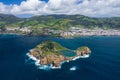 Aerial view of Islet of Vila Franca do Campo, Sao Miguel island, Azores, Portugal Royalty Free Stock Photo