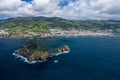 Aerial view of Islet of Vila Franca do Campo, Sao Miguel island, Azores, Portugal Royalty Free Stock Photo