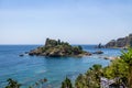 Aerial view of Isola Bella island and beach - Taormina, Sicily, Italy Royalty Free Stock Photo