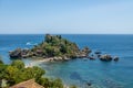 Aerial view of Isola Bella island and beach - Taormina, Sicily, Italy Royalty Free Stock Photo