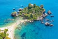 Aerial view of Isola Bella small island near Taormina, Sicily, Italy Royalty Free Stock Photo