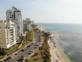 Aerial view in Israel. Tel Aviv, Bat Yam area. Created by drone from amazing point of view. Different angle for your eyes. Middle