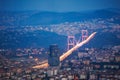 Aerial view of the Istanbul city downtown with skyscrapers at night Royalty Free Stock Photo