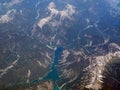 Aerial view of the Italian alps, mountains with snow Royalty Free Stock Photo