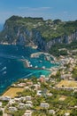 Aerial view of italian Capri island, Campania region, Italy Royalty Free Stock Photo