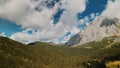 Aerial view of Italian Dolomite Mountains in summer season. Val Visdende and Mount Peralba