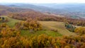 Aerial view of italian hills during fall season Royalty Free Stock Photo