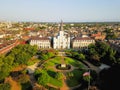 Aerial Jackson Square Saint Louis Cathedral church in New Orleans, Louisiana Royalty Free Stock Photo