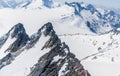 An aerial view of jagged amountain peaks above the Denver glacier close to Skagway, Alaska Royalty Free Stock Photo