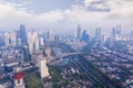Aerial view of Jakarta city with air pollution smoke