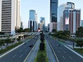 Aerial view of Jakarta City traffic, Central business and finance, Jalan Jendral Sudirman.