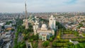 Aerial view of jakarta islamic center mosque. Jakarta, Indonesia, October 30, 2021