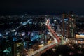 Aerial view of Jamsil area at night, Seoul, South Korea