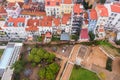 Aerial view of Jardim de Cerca da Graca, a panoramic park with cafe and play area over Lisbon old town skyline, Lisbon, Portugal Royalty Free Stock Photo