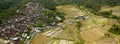 Bali ricefield and village aerial shot