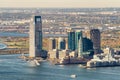 Aerial view of Jersey City skyscrapers along Hudson River, New Jersey, USA Royalty Free Stock Photo