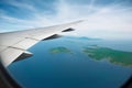 Aerial View of jet plane wing Royalty Free Stock Photo