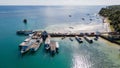 Aerial view from jetty with many boat docking