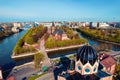 Aerial view Jewish synagogue and Cathedral Kant Island city Kaliningrad Russia Royalty Free Stock Photo