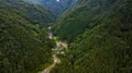 Aerial view of the Jigokudani snow monkey park in Yamanochi, Japan