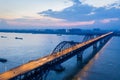 Jiujiang yangtze river bridge in nightfall Royalty Free Stock Photo