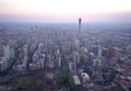 Aerial view of Johannesburg CBD at sunset in South Africa Royalty Free Stock Photo