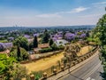 Aerial view of Johannesburg , the largest urban forest during Spring - Jacaranda blooming in October in South Africa Royalty Free Stock Photo